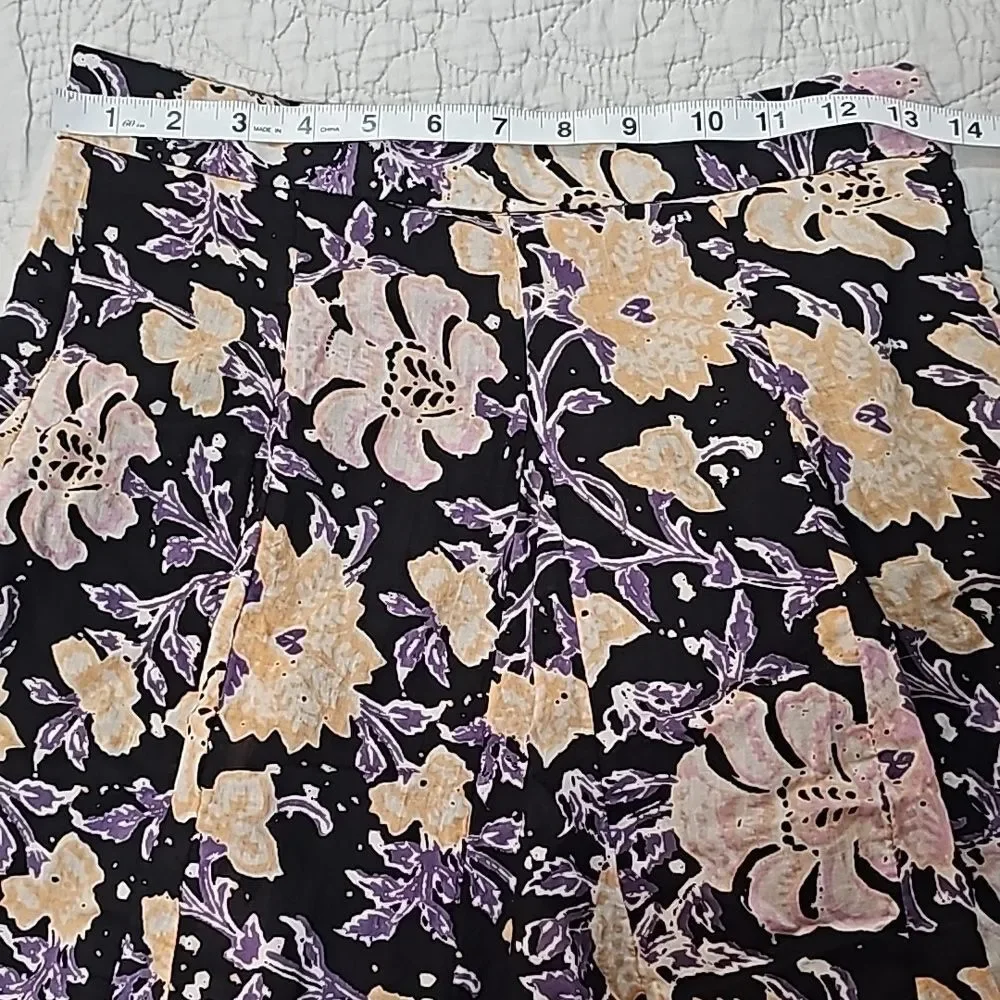 Free People -1912 End of The Island Floral‎ Skirt Black Combo Women's size 4